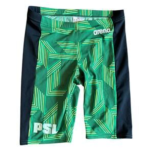 Arena Puzzled Jammer Swim Shorts Green Geometric Men’s Size 30 Competition